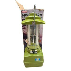 Vintage AVOCADO Ray-O-Vac Sportsman 360 Fluorescent CAMPING LANTERN Lamp USA